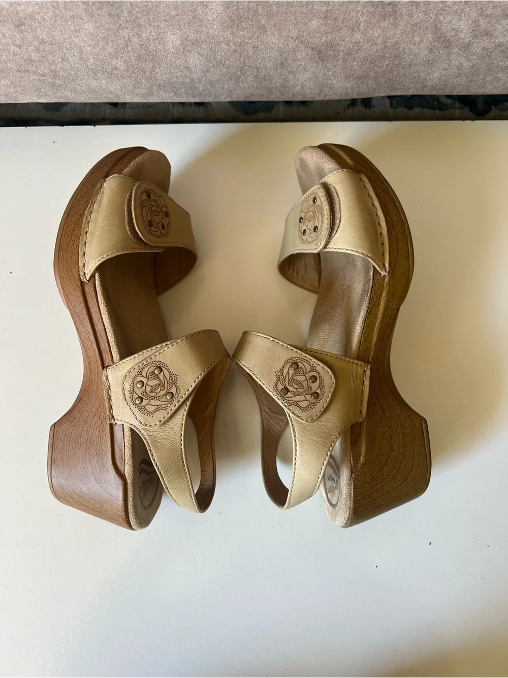 Dansko Tan Leather Two-Strap Comfort Sandals